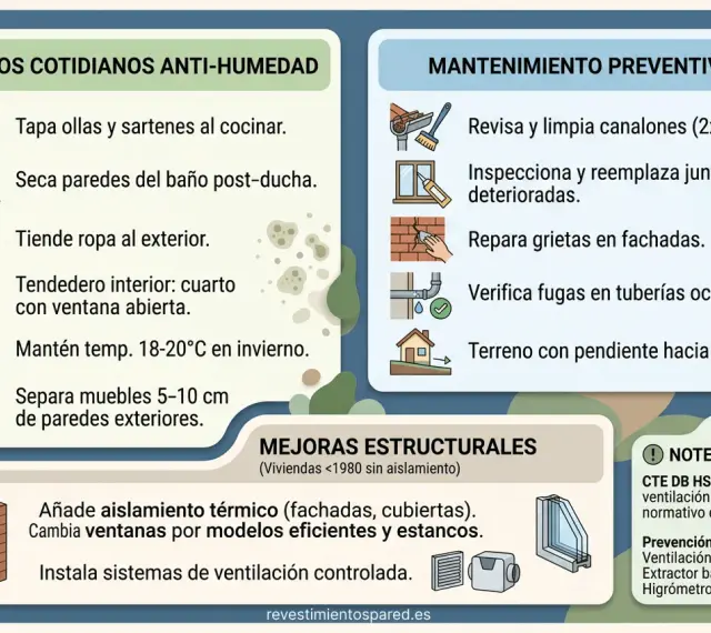 Evita el moho en la pared con estos consejos: ventila, seca superficies, tiende ropa fuera y mantén la temperatura.